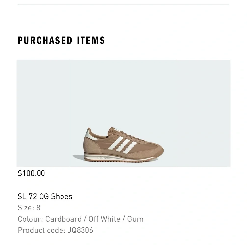Adidas Women’s SL 72 OG Cardboard/Off-White/Gum Sneakers - Picture 6 of 6